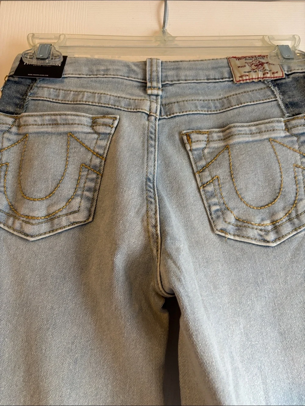 True Religion Two-Tone Light and Dark Blue Panel Jeans barrel jeans girls